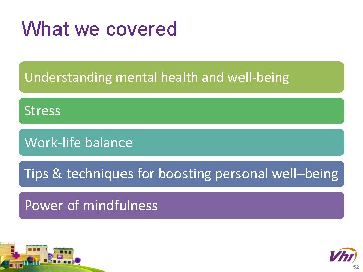 What we covered Understanding mental health and well-being Stress Work-life balance Tips & techniques What we covered Understanding mental health and well-being Stress Work-life balance Tips & techniques