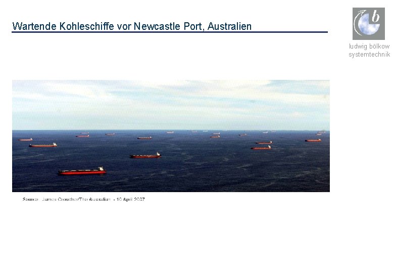 Wartende Kohleschiffe vor Newcastle Port, Australien ludwig bölkow systemtechnik 