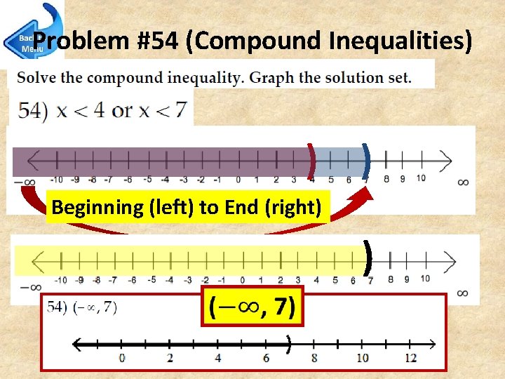 Problem #54 (Compound Inequalities) ) ) Beginning (left) to End (right) ) 