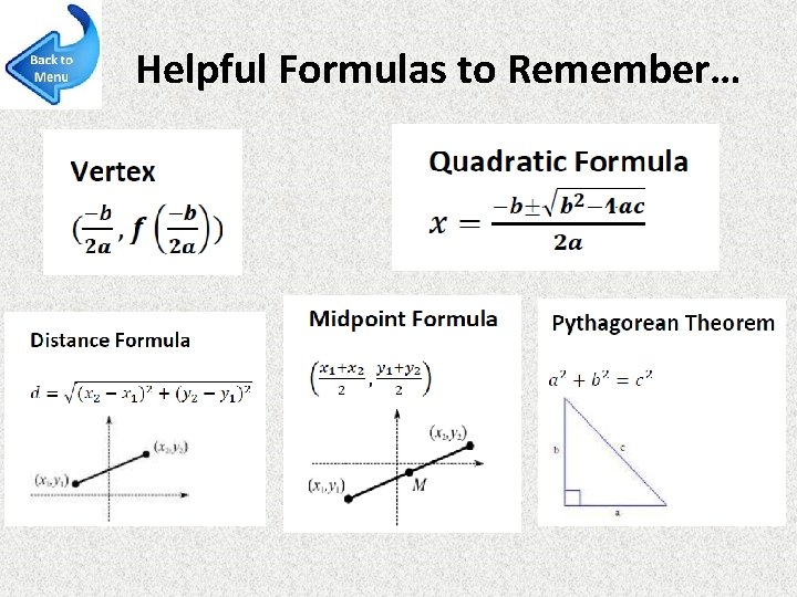 Helpful Formulas to Remember… 
