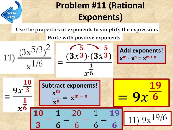 Problem #11 (Rational Exponents) 