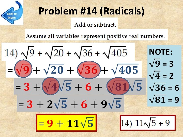 Problem #14 (Radicals) 