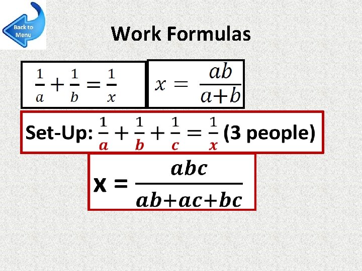 Work Formulas 