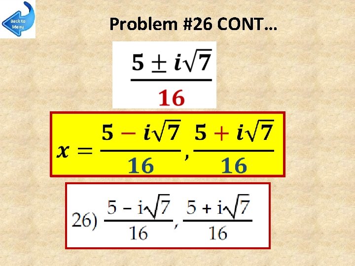 Problem #26 CONT… 