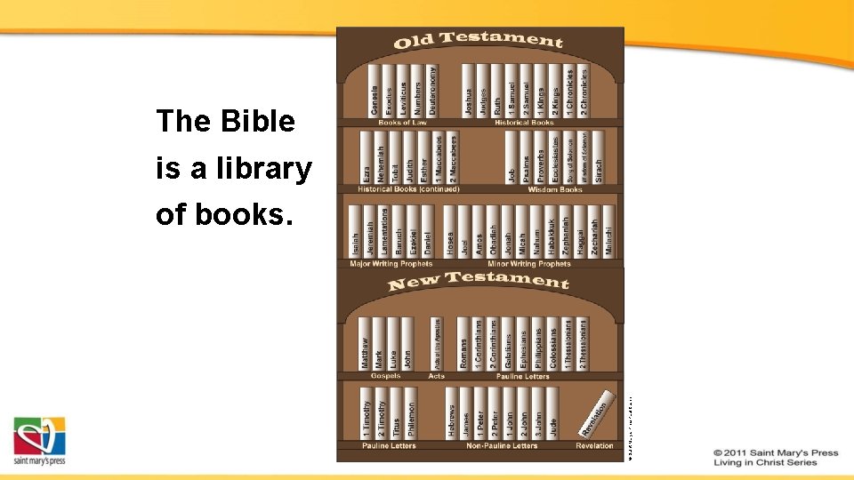 © Saint Mary’s Pres/Paul Casper The Bible is a library of books. 