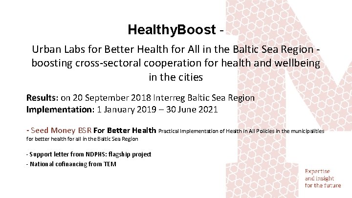 Healthy. Boost Urban Labs for Better Health for All in the Baltic Sea Region