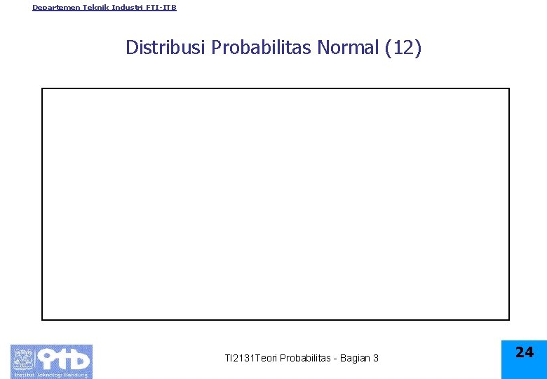 Departemen Teknik Industri FTI-ITB Distribusi Probabilitas Normal (12) TI 2131 Teori Probabilitas - Bagian