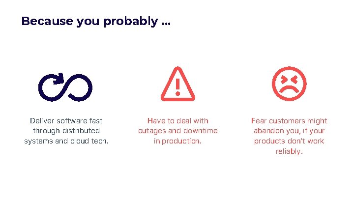 Because you probably. . . Deliver software fast through distributed systems and cloud tech.