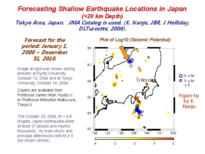 Forecasting Shallow Earthquake Locations in Japan (<20 km Depth) Tokyo Area, Japan. JMA Catalog