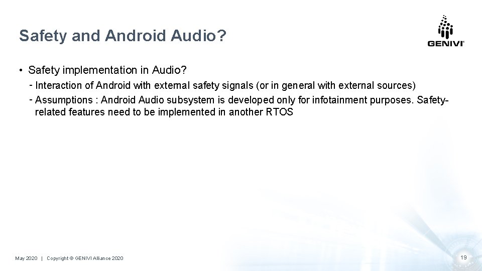 Safety and Android Audio? • Safety implementation in Audio? ⁃ Interaction of Android with