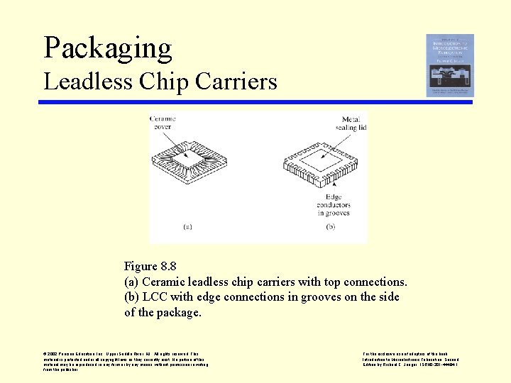 Packaging Leadless Chip Carriers Figure 8. 8 (a) Ceramic leadless chip carriers with top