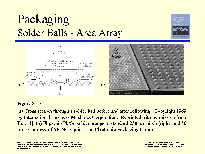 Packaging Solder Balls - Area Array (a) (b) Figure 8. 10 (a) Cross section