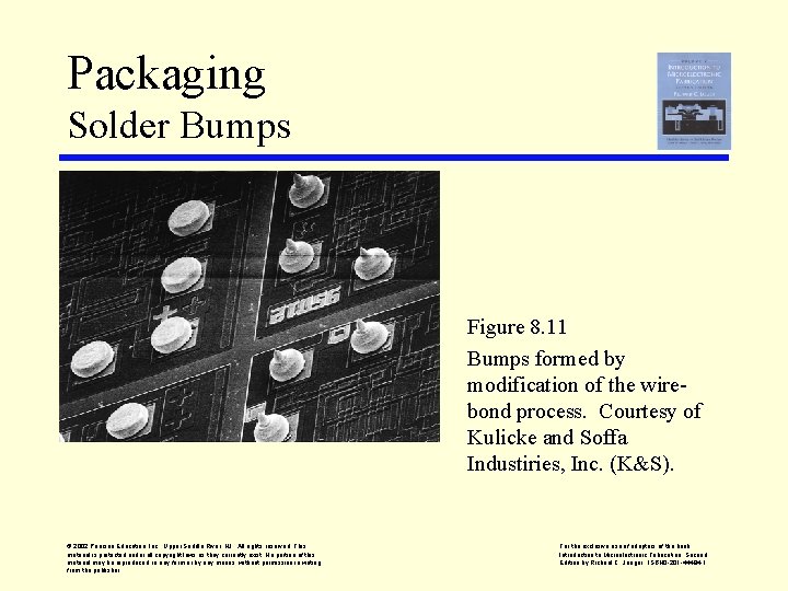 Packaging Solder Bumps Figure 8. 11 Bumps formed by modification of the wirebond process.