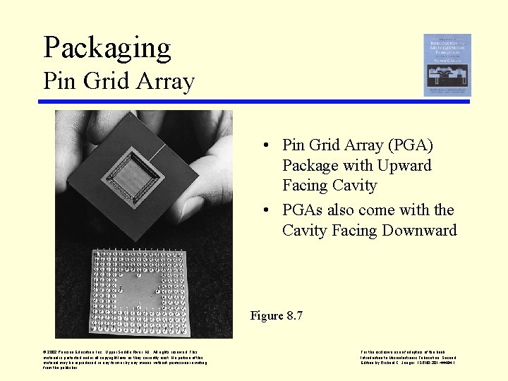 Packaging Pin Grid Array • Pin Grid Array (PGA) Package with Upward Facing Cavity