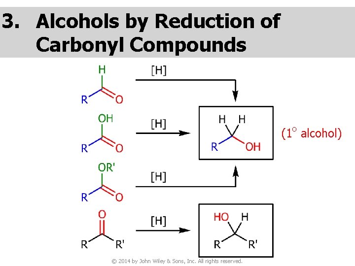 3. Alcohols by Reduction of Carbonyl Compounds (1 o alcohol) © 2014 by John