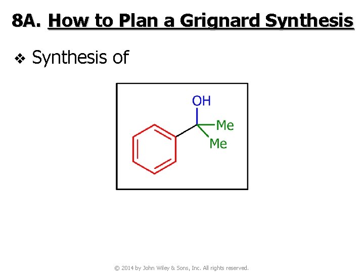 8 A. How to Plan a Grignard Synthesis v Synthesis of © 2014 by