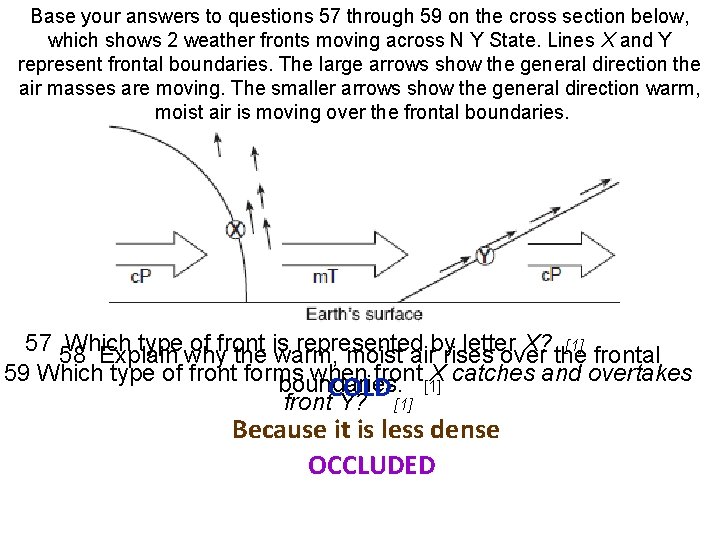 Base your answers to questions 57 through 59 on the cross section below, which