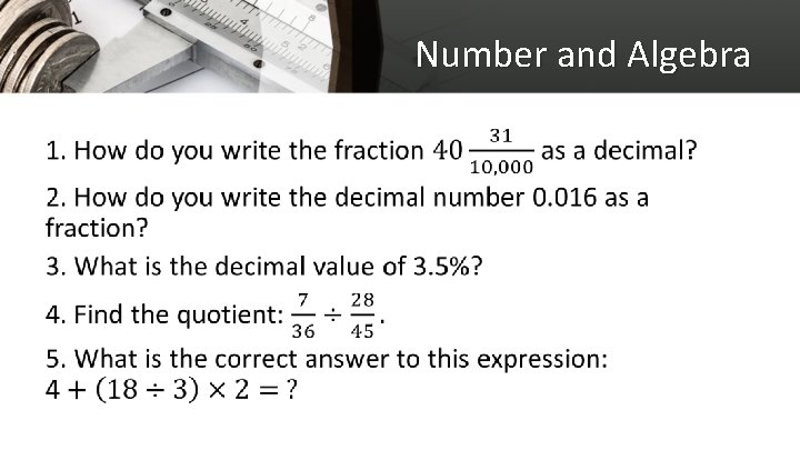 Number and Algebra • 