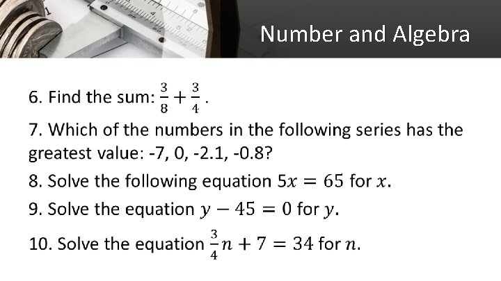 Number and Algebra • 