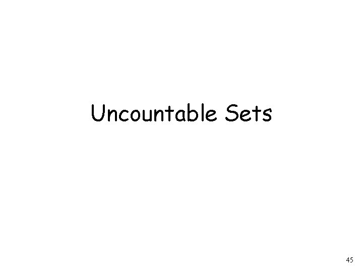 Uncountable Sets 45 