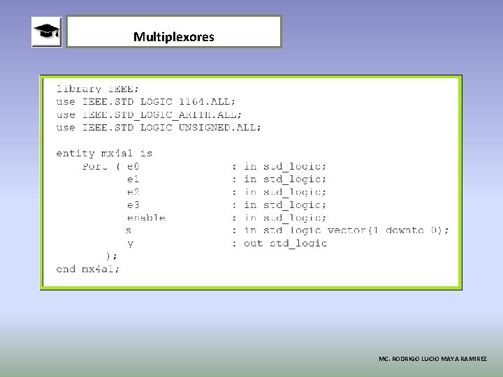 Multiplexores MC. RODRIGO LUCIO MAYA RAMIREZ 