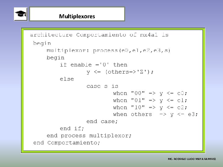 Multiplexores MC. RODRIGO LUCIO MAYA RAMIREZ 