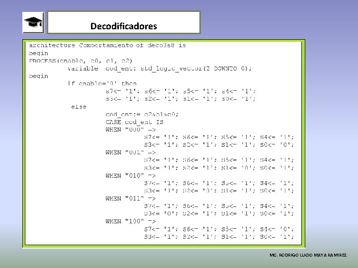 Decodificadores MC. RODRIGO LUCIO MAYA RAMIREZ 