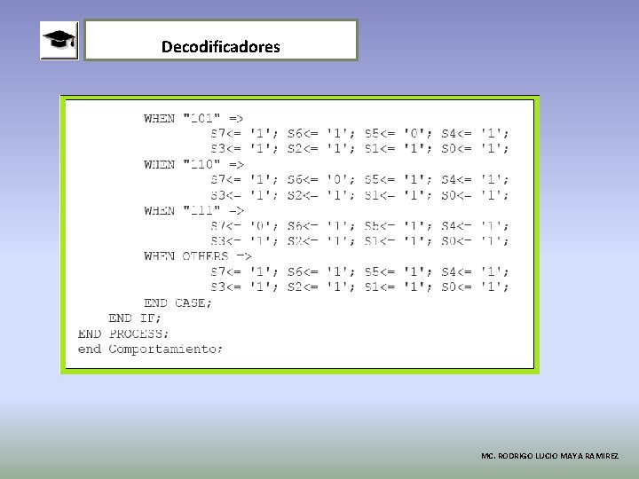 Decodificadores MC. RODRIGO LUCIO MAYA RAMIREZ 