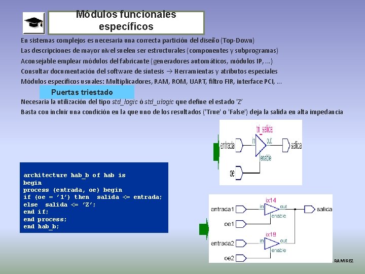 Módulos funcionales específicos En sistemas complejos es necesaria una correcta partición del diseño (Top-Down)