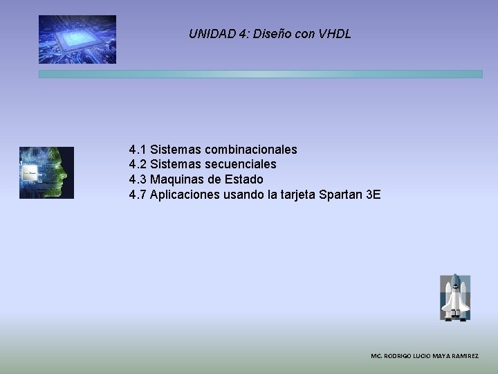 UNIDAD 4: Diseño con VHDL 4. 1 Sistemas combinacionales 4. 2 Sistemas secuenciales 4.
