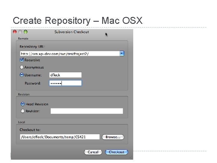 Create Repository – Mac OSX Create Repository – Mac OSX