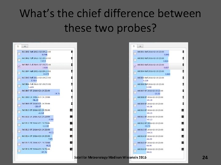 What’s the chief difference between these two probes? Satellite Meteorology Madison Wisconsin 2016 24