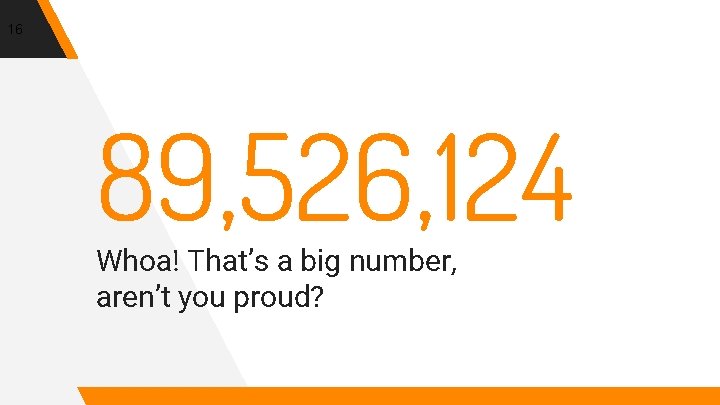 16 89, 526, 124 Whoa! That’s a big number, aren’t you proud? 