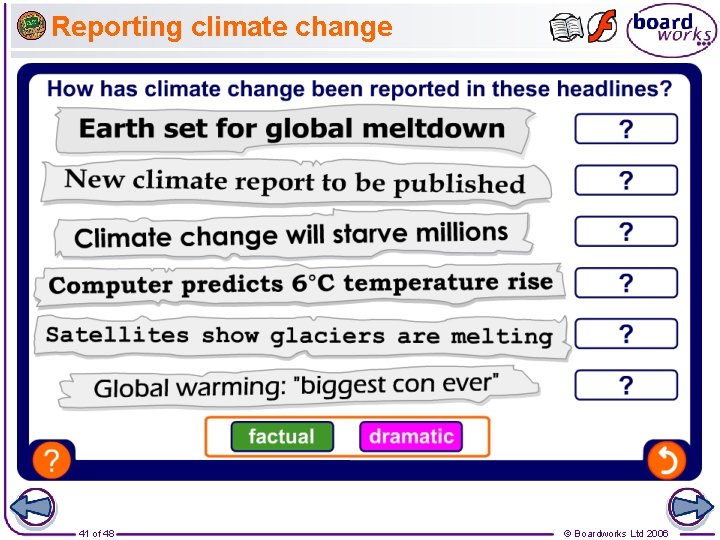 Reporting climate change 41 of 48 © Boardworks Ltd 2006 