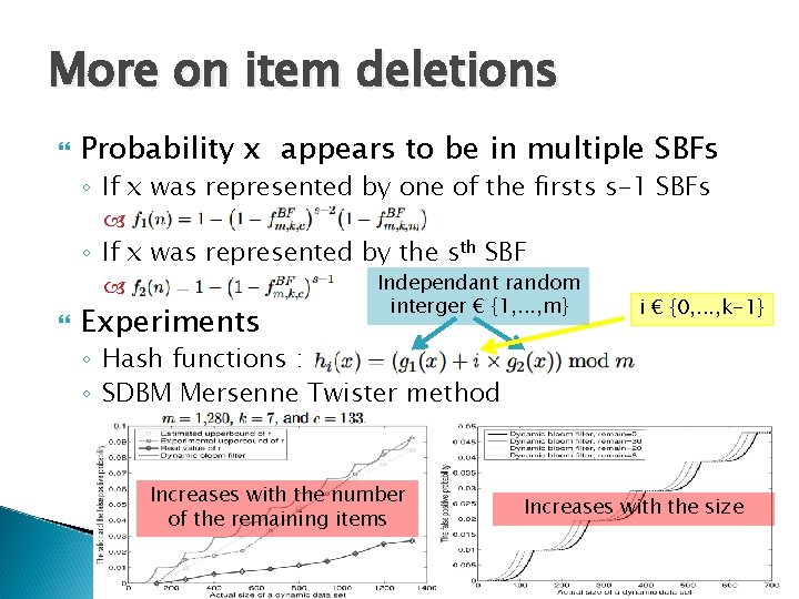 More on item deletions Probability x appears to be in multiple SBFs ◦ If