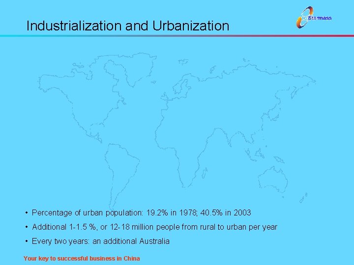 Industrialization and Urbanization • Percentage of urban population: 19. 2% in 1978; 40. 5%