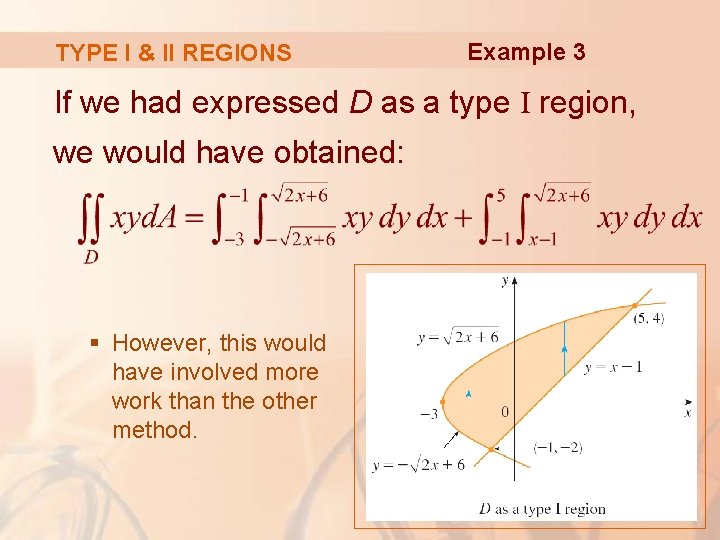 TYPE I & II REGIONS Example 3 If we had expressed D as a