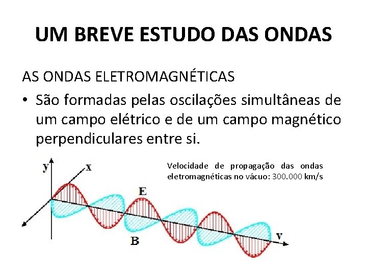 UM BREVE ESTUDO DAS ONDAS ELETROMAGNÉTICAS • São formadas pelas oscilações simultâneas de um
