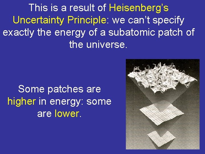 This is a result of Heisenberg’s Uncertainty Principle: we can’t specify exactly the energy