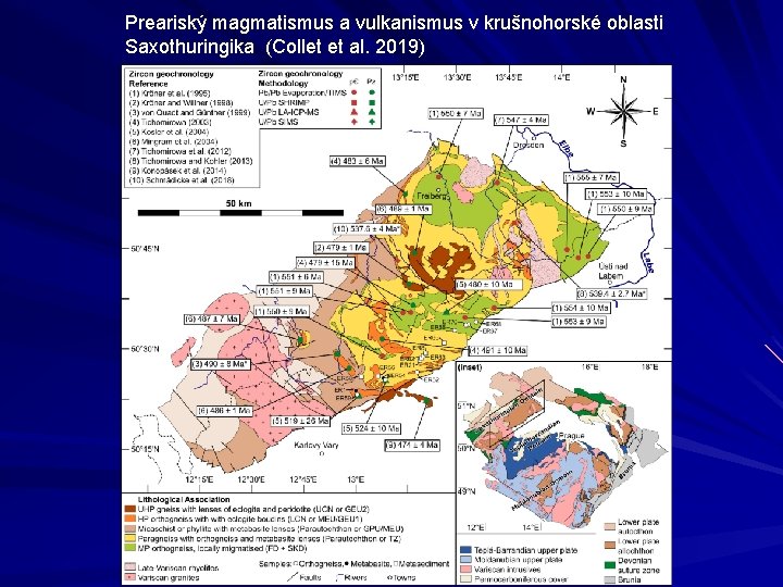 Preariský magmatismus a vulkanismus v krušnohorské oblasti Saxothuringika (Collet et al. 2019) 