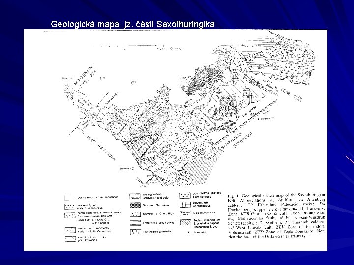 Geologická mapa jz. části Saxothuringika 