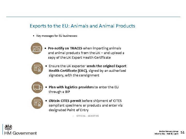  Exports to the EU: Animals and Animal Products • Key messages for EU