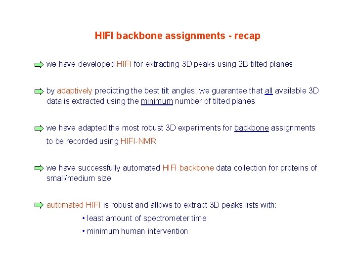 HIFI backbone assignments - recap we have developed HIFI for extracting 3 D peaks