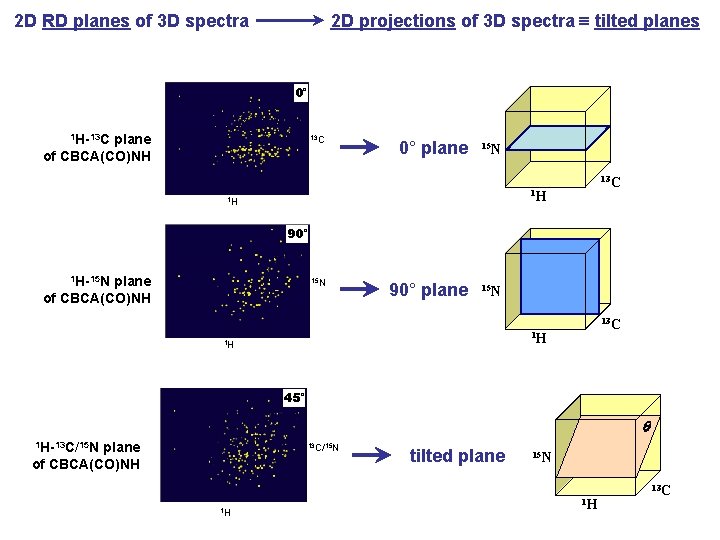 2 D projections of 3 D spectra tilted planes 2 D RD planes of