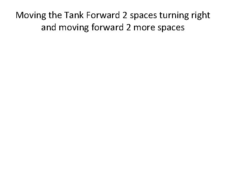 Moving the Tank Forward 2 spaces turning right and moving forward 2 more spaces