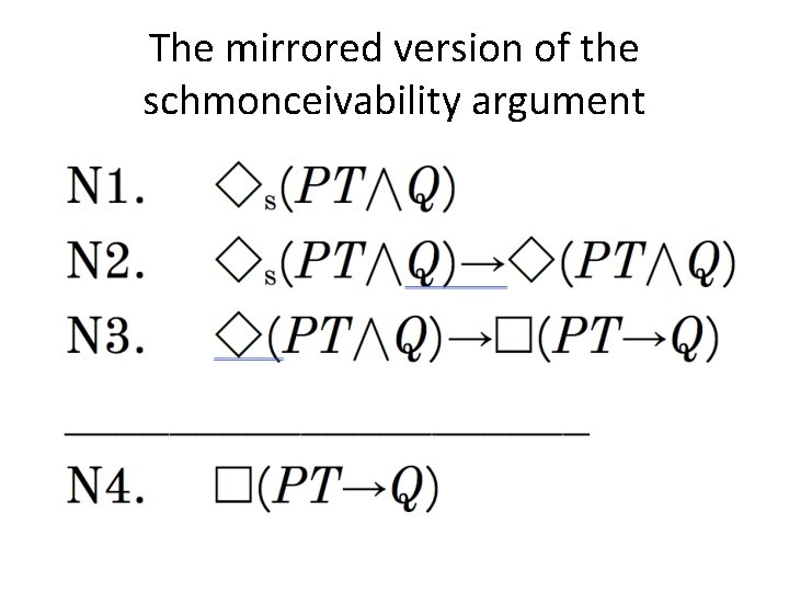 The mirrored version of the schmonceivability argument 