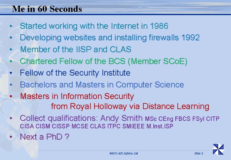 Me in 60 Seconds • • Started working with the Internet in 1986 Developing
