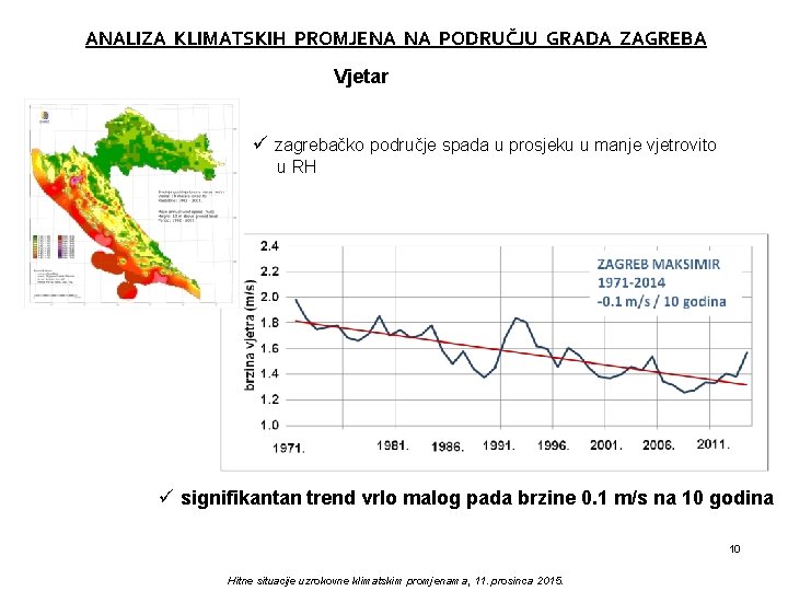 ANALIZA KLIMATSKIH PROMJENA NA PODRUČJU GRADA ZAGREBA Vjetar ü zagrebačko područje spada u prosjeku