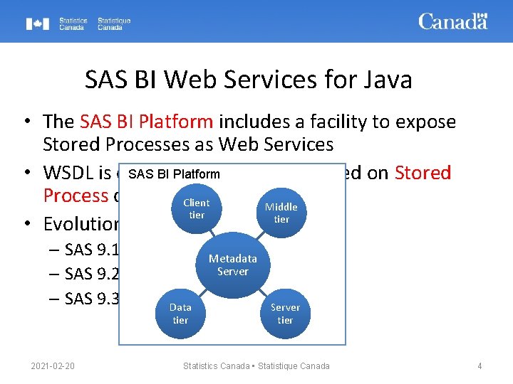 SAS BI Web Services for Java • The SAS BI Platform includes a facility