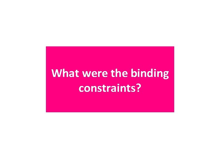 What were the binding constraints? 